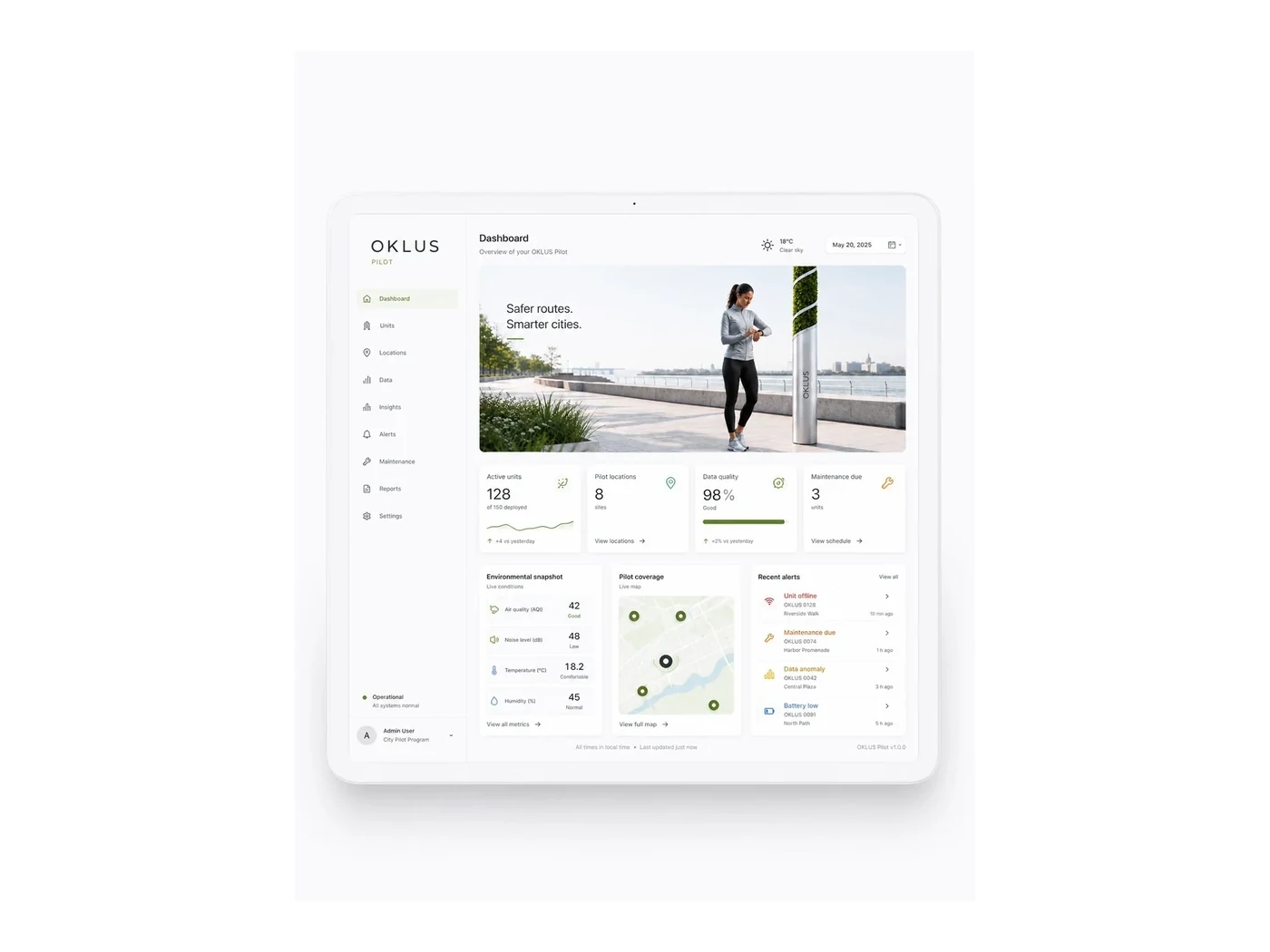 Illustrative OKLUS Insights dashboard for environmental learning